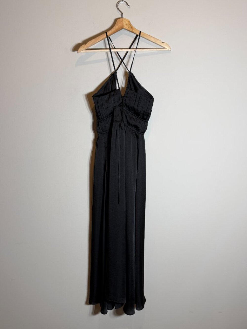 Boden Ruched Bust Satin Maxi Dress Women's 4P Petite Black Formal Cocktail Party - Picture 6 of 16